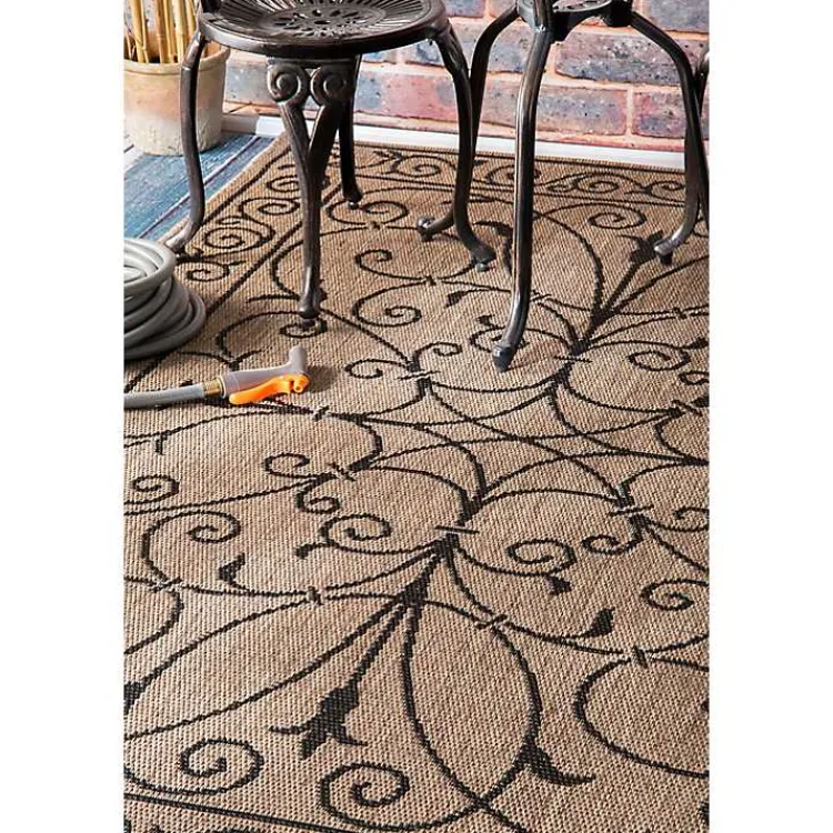 Outdoor Rugs-Kirklands Home Kathleen Scroll Outdoor Area Rug, 5x7 Brown