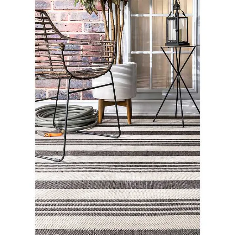 Outdoor Rugs-Kirklands Home Natural Robin Stripe Outdoor Rug, 5x7 Tan