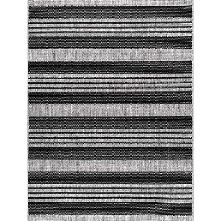 Outdoor Rugs-Kirklands Home Gray Robin Stripe Outdoor Rug, 5x8