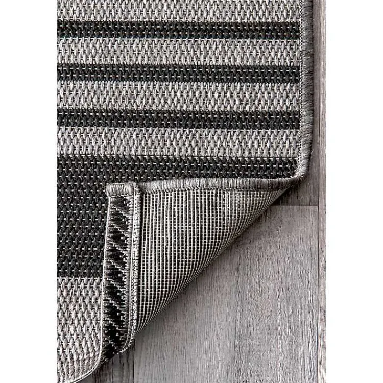 Outdoor Rugs-Kirklands Home Gray Robin Stripe Outdoor Rug, 5x8