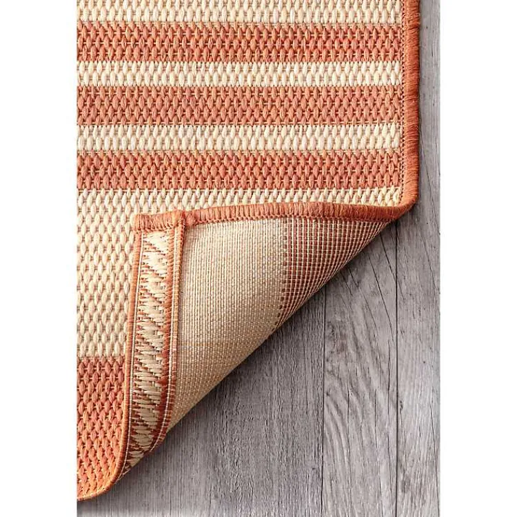 Outdoor Rugs-Kirklands Home Robin Stripe Outdoor Rug, 5x8 Orange