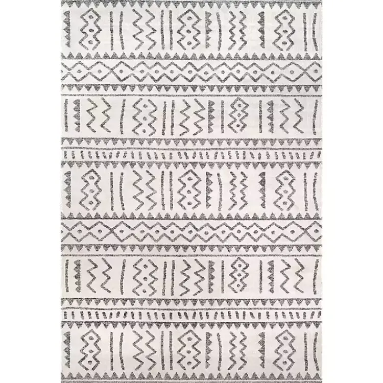 Outdoor Rugs-Kirklands Home Gretchen Tribal Outdoor Area Rug, 5x8 Gray