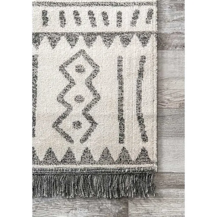 Outdoor Rugs-Kirklands Home Gretchen Tribal Outdoor Area Rug, 5x8 Gray