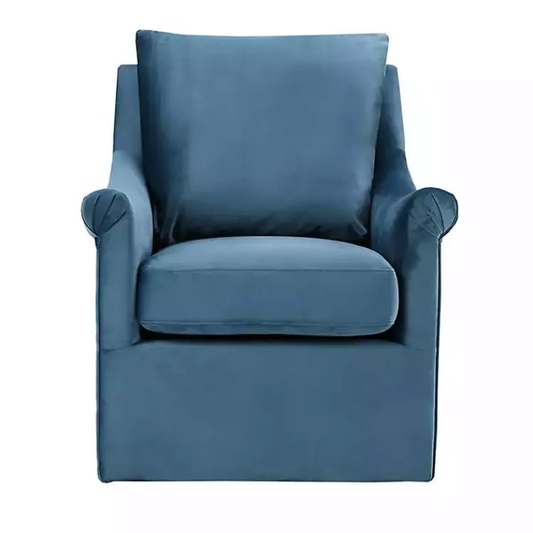 Accent Chairs-Kirklands Home Mora Swivel Accent Chair Blue