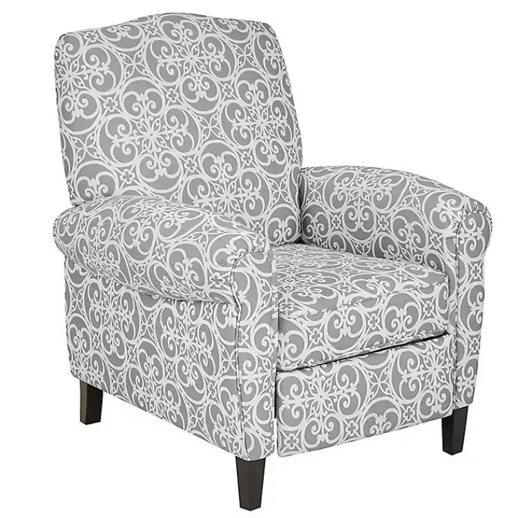 Accent Chairs-Kirklands Home Fretwork Orville Recliner Gray