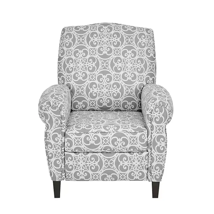 Accent Chairs-Kirklands Home Fretwork Orville Recliner Gray