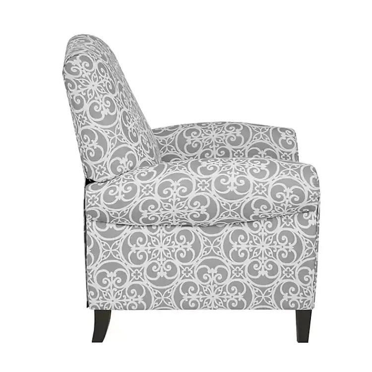 Accent Chairs-Kirklands Home Fretwork Orville Recliner Gray