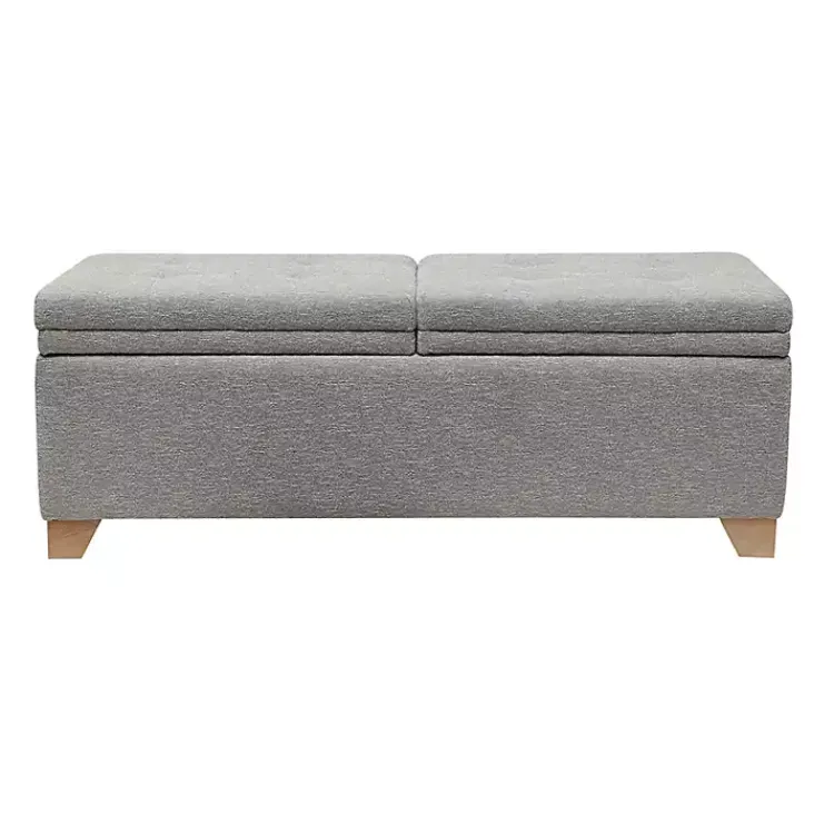 Benches & Ottomans-Kirklands Home Split Seat Jackson Storage Bench Gray