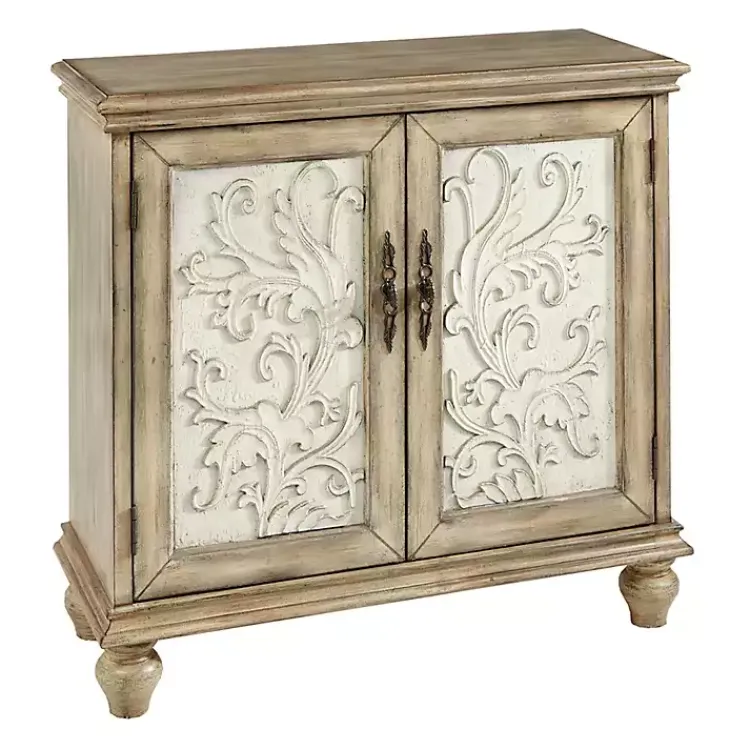 Cabinets & Sideboards-Kirklands Home Natural and Cream Two-Tone Whitt Cabinet Tan