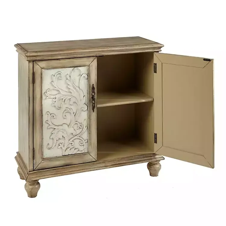 Cabinets & Sideboards-Kirklands Home Natural and Cream Two-Tone Whitt Cabinet Tan