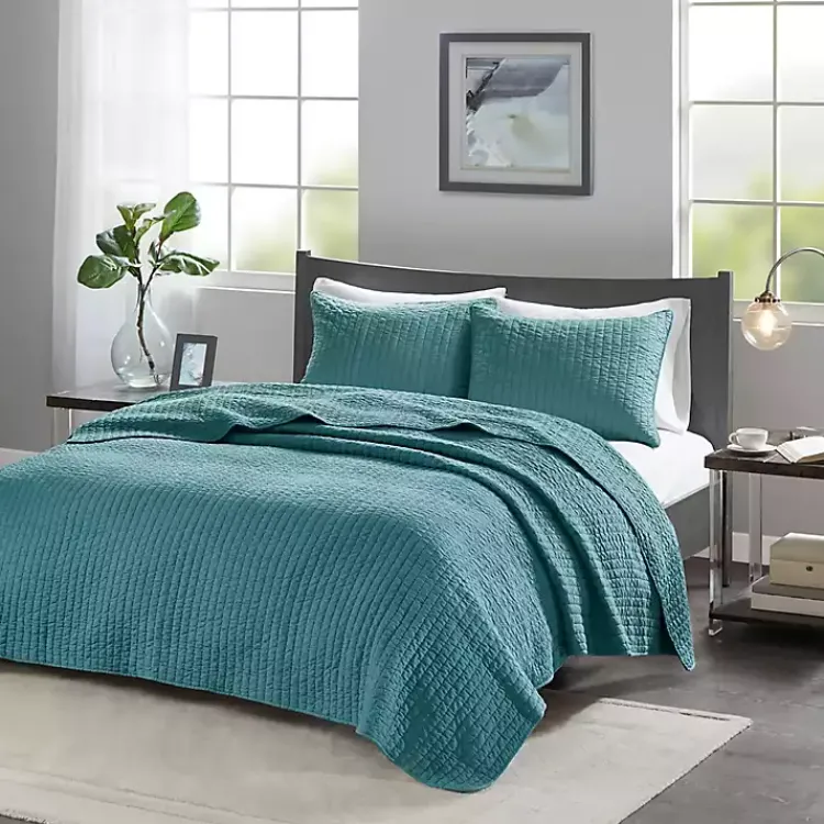 Bedspreads & Coverlets-Kirklands Home Jaxson 3-pc. Reversible King Coverlet Set Blue