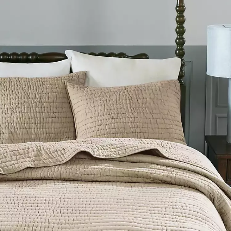 Bedspreads & Coverlets-Kirklands Home Natural Serene Quilted 3-pc. Queen Coverlet Set Tan