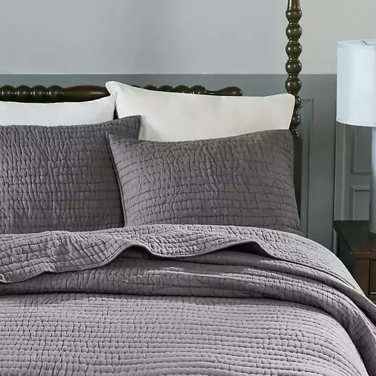 Bedspreads & Coverlets-Kirklands Home Serene Quilted 3-pc. King Coverlet Set Gray