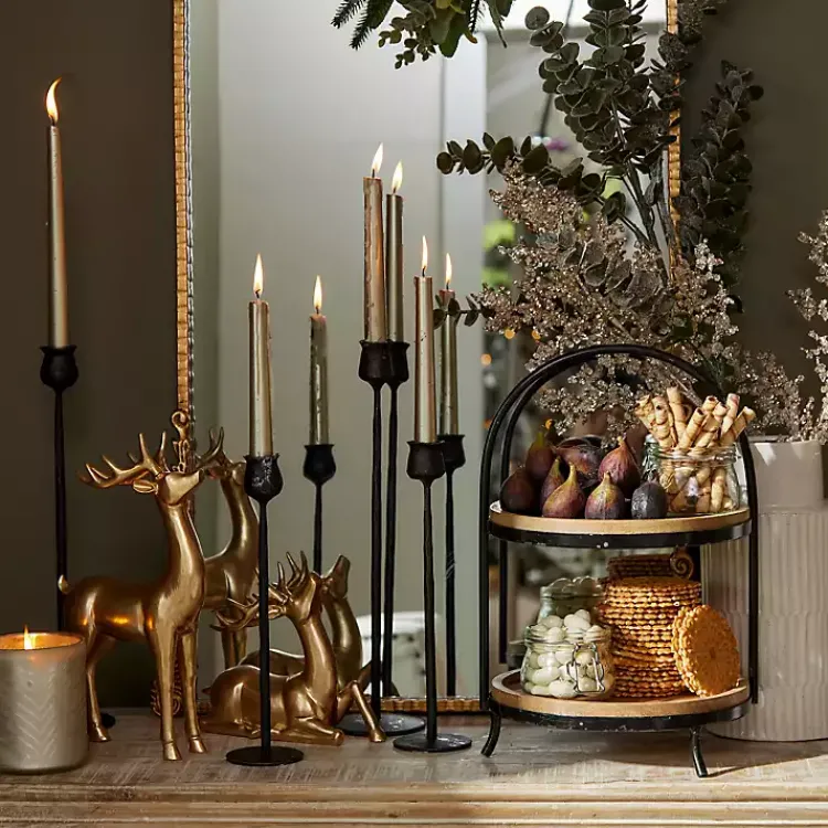 Serving & Entertaining-Kirklands Home Black Metal and Natural Wood 2-Tier Server