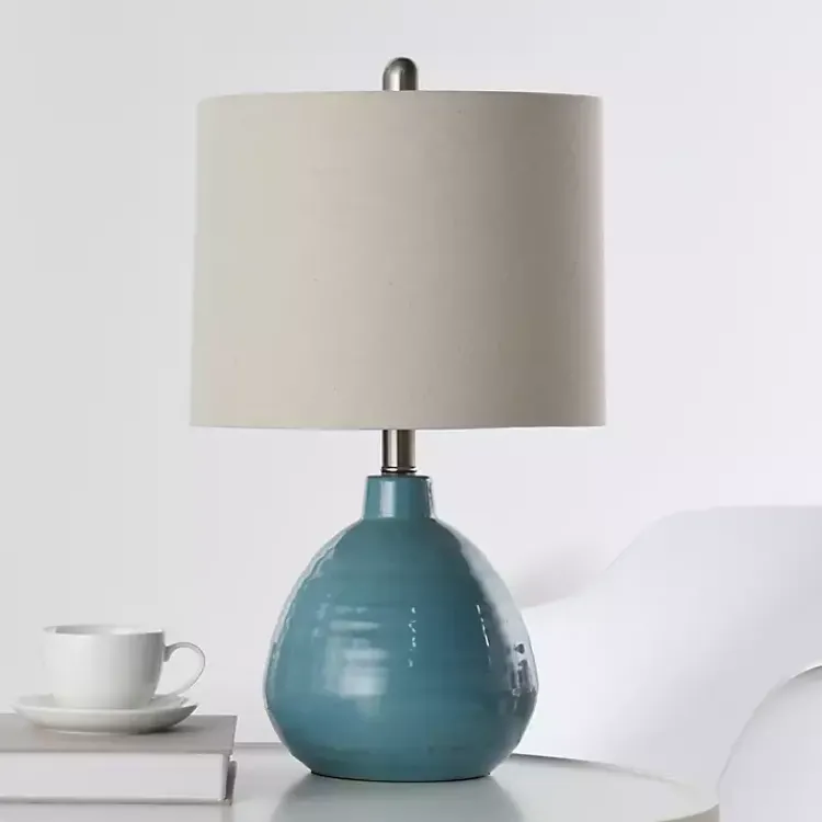 Table Lamps-Kirklands Home Bermuda Blue Ceramic Table Lamp Tan