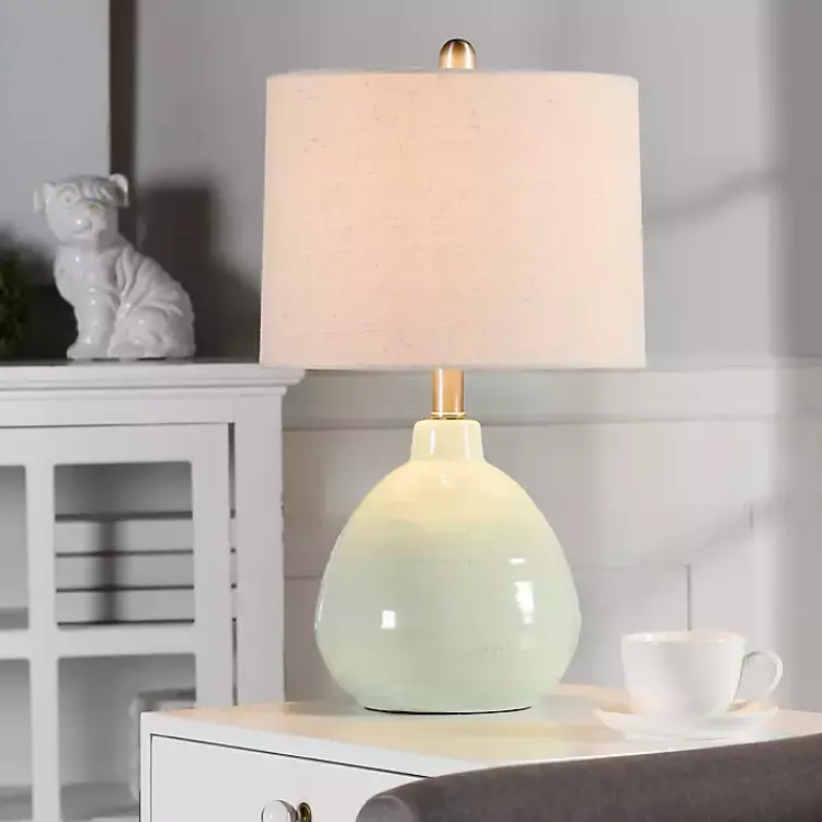 Table Lamps-Kirklands Home Seafoam Mint Green Ceramic Table Lamp Tan