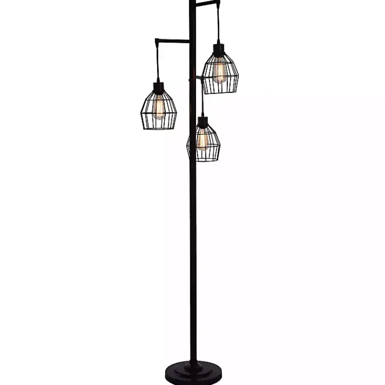 Floor Lamps-Kirklands Home Bronze Metal 3-Tier Floor Lamp Brown