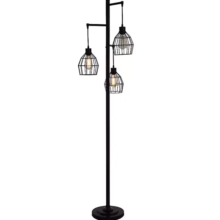 Floor Lamps-Kirklands Home Bronze Metal 3-Tier Floor Lamp Brown
