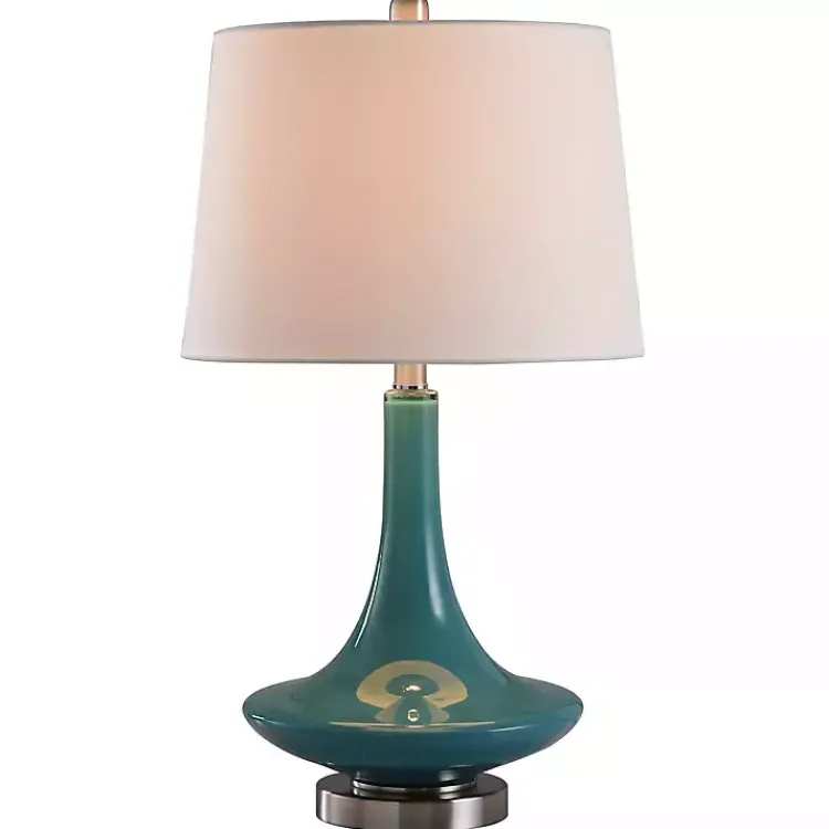 Table Lamps-Kirklands Home Blue Retro Glass Table Lamp White