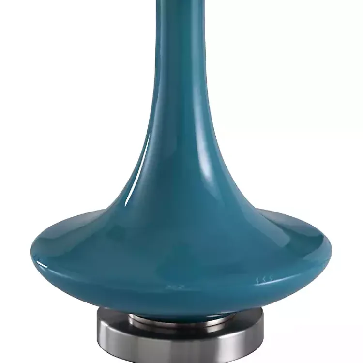Table Lamps-Kirklands Home Blue Retro Glass Table Lamp White