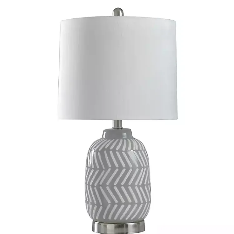 Table Lamps-Kirklands Home Gray and Etched Table Lamp White
