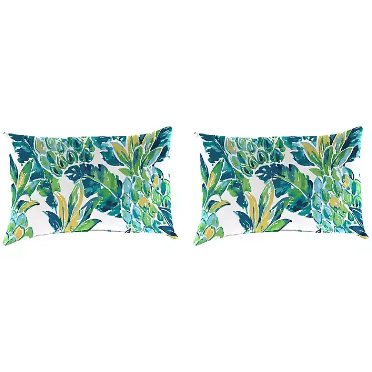 Outdoor Cushions & Pillows-Kirklands Home Opal Vida Outdoor Lumbar Pillows, Set of 2 Green