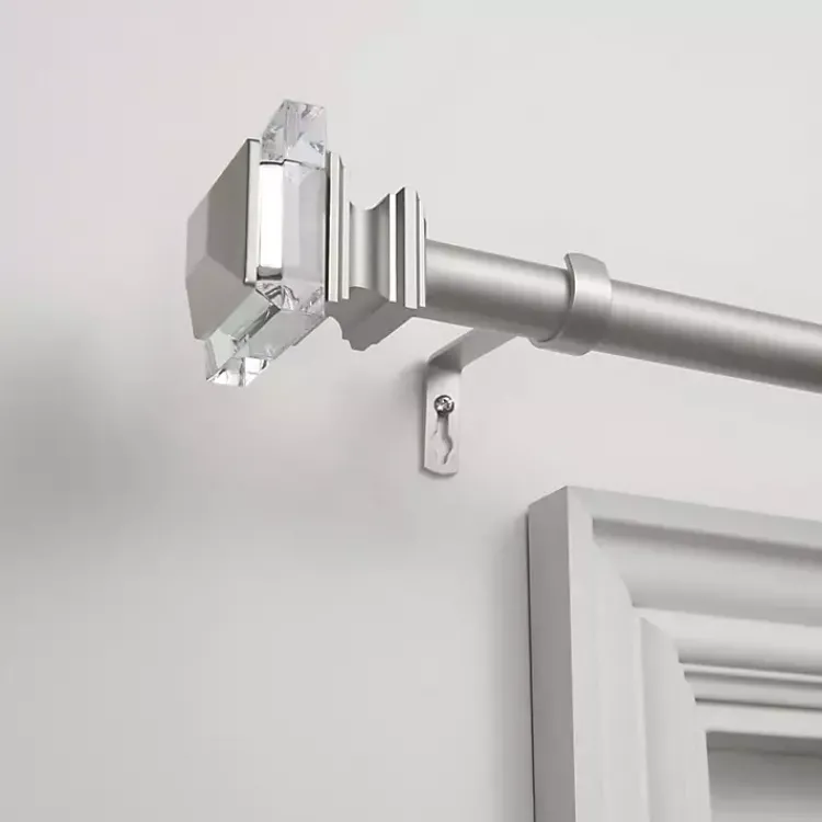 Curtain Rods & Hardware-Kirklands Home Matte Adjustable Prism Curtain Rod, 72 in. Silver