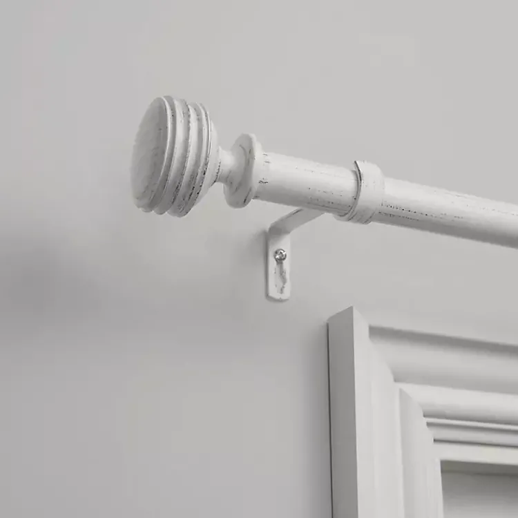 Curtain Rods & Hardware-Kirklands Home Distressed Duke Curtain Rod, 120 in. White