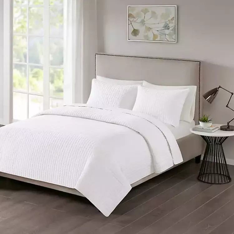 Bedspreads & Coverlets-Kirklands Home Nash 3-pc. Reversible Queen Coverlet Set White