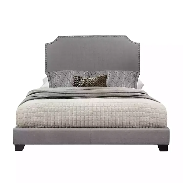 Beds & Headboards-Kirklands Home Upholstered Channing King Bed Gray