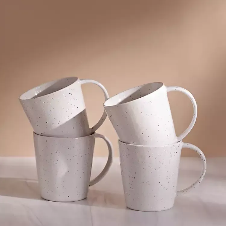 Glassware & Drinkware-Kirklands Home Cream Simple Things Mugs, Set of 4 Ivory