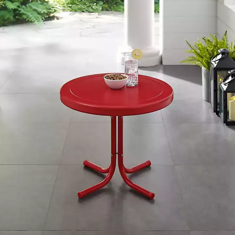 Outdoor Tables-Kirklands Home Coral Metal Outdoor Side Table Red