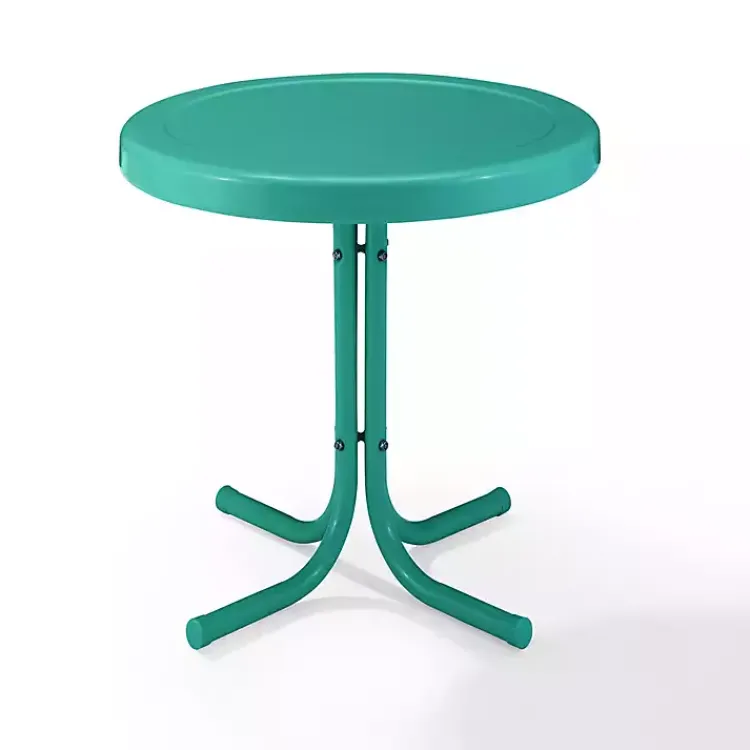 Outdoor Tables-Kirklands Home Turquoise Metal Outdoor Side Table Blue