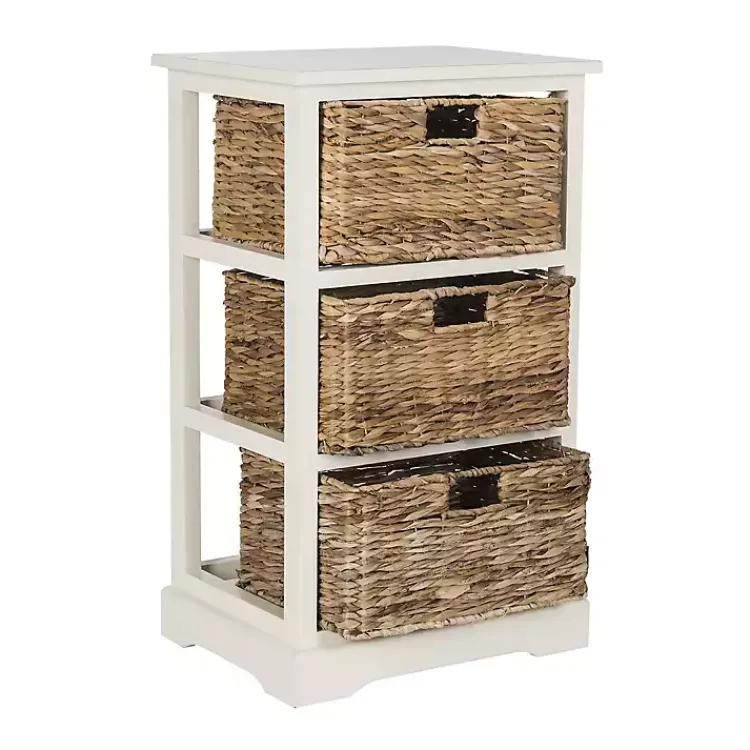 Accent & End Tables-Kirklands Home Cream Hailey Wicker Basket Storage Accent Table Ivory