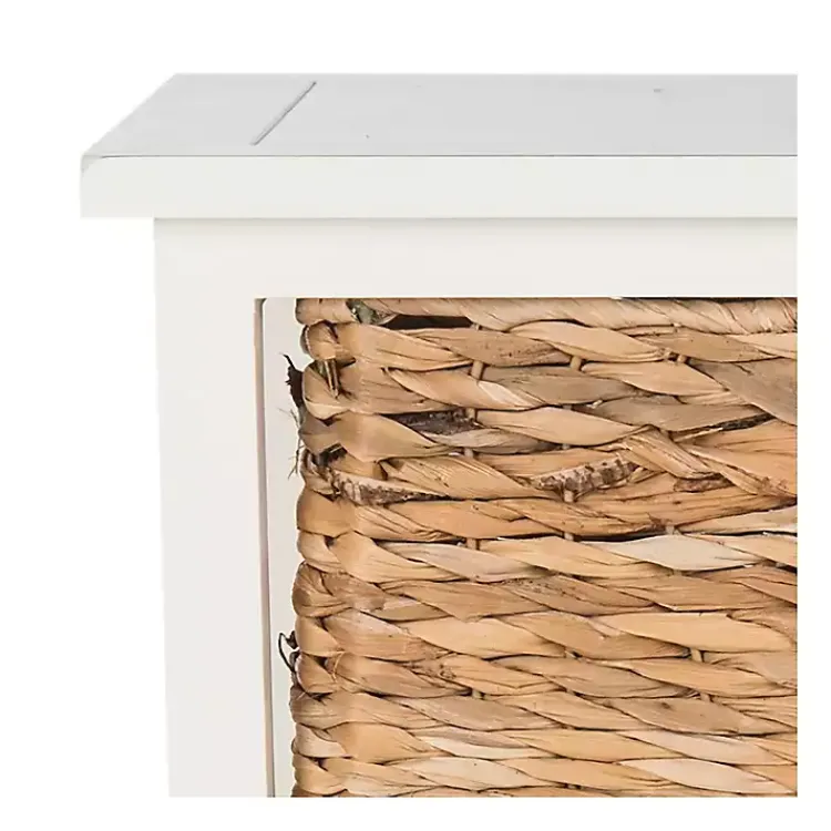 Accent & End Tables-Kirklands Home Cream Hailey Wicker Basket Storage Accent Table Ivory
