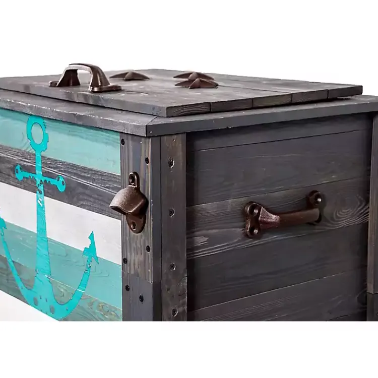 Outdoor Dining-Kirklands Home Handcrafted Wood Anchor Outdoor Patio Cooler Gray