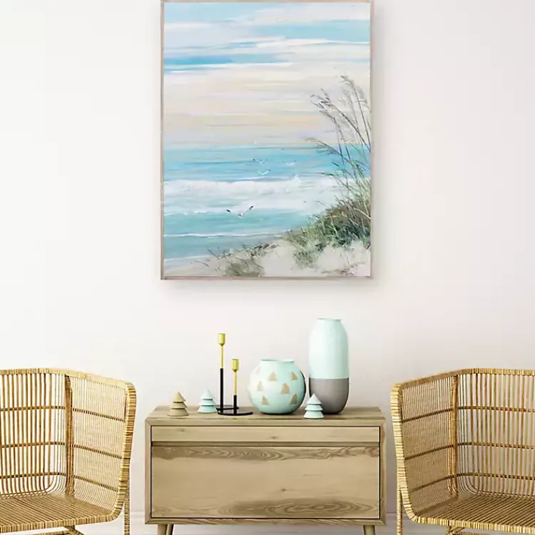 Framed Art-Kirklands Home Beach at Dusk Framed Art Print by Sally Swatland Blue