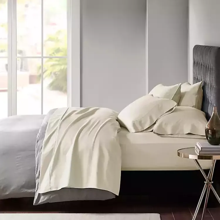 Bed Sheets-Kirklands Home Cotton Blend Sateen 6-pc. King Sheet Set Ivory