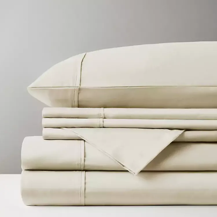 Bed Sheets-Kirklands Home Cotton Blend Sateen 6-pc. King Sheet Set Ivory