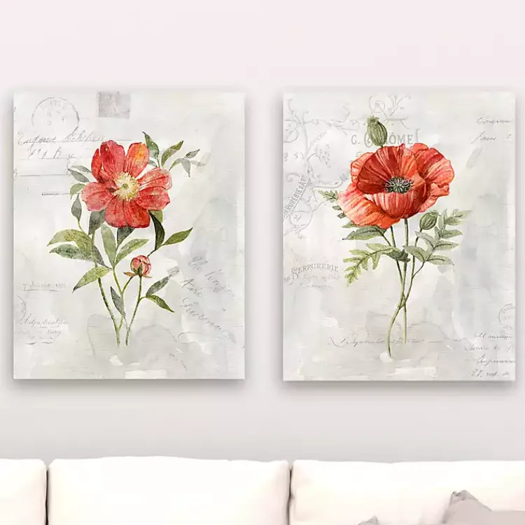 Canvas Art-Kirklands Home Linen Peony Giclee Canvas Art Prints, Set of 2