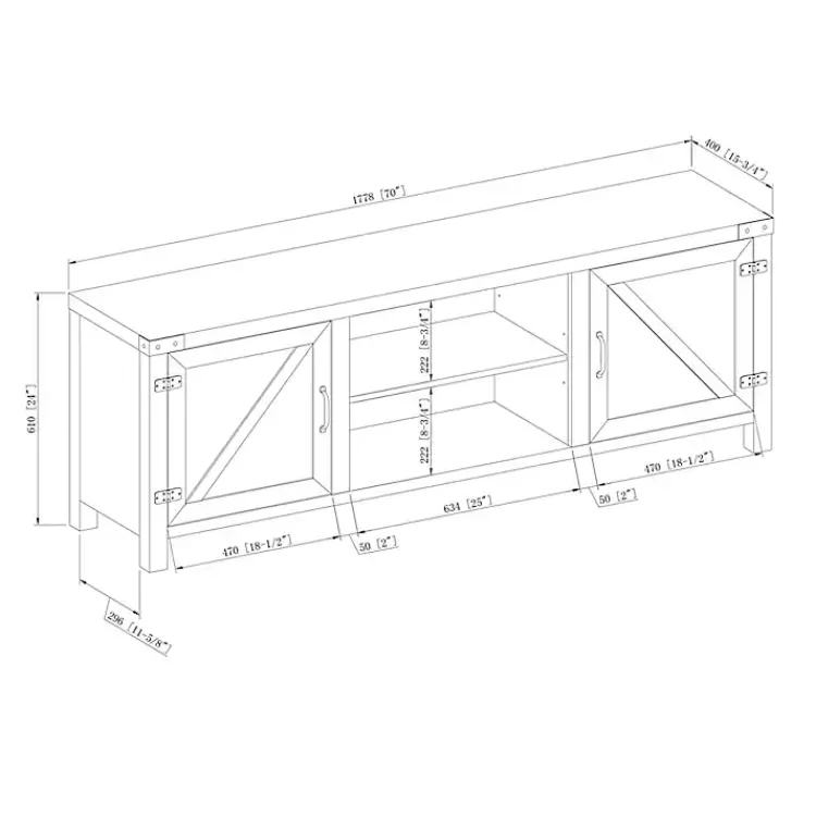 Tv Stands & Media Consoles-Kirklands Home Oak Barn Door TV Stand White