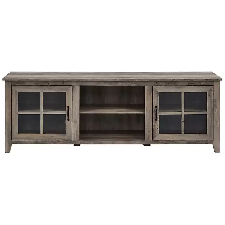 Tv Stands & Media Consoles-Kirklands Home Wash Glass Door TV Stand Gray