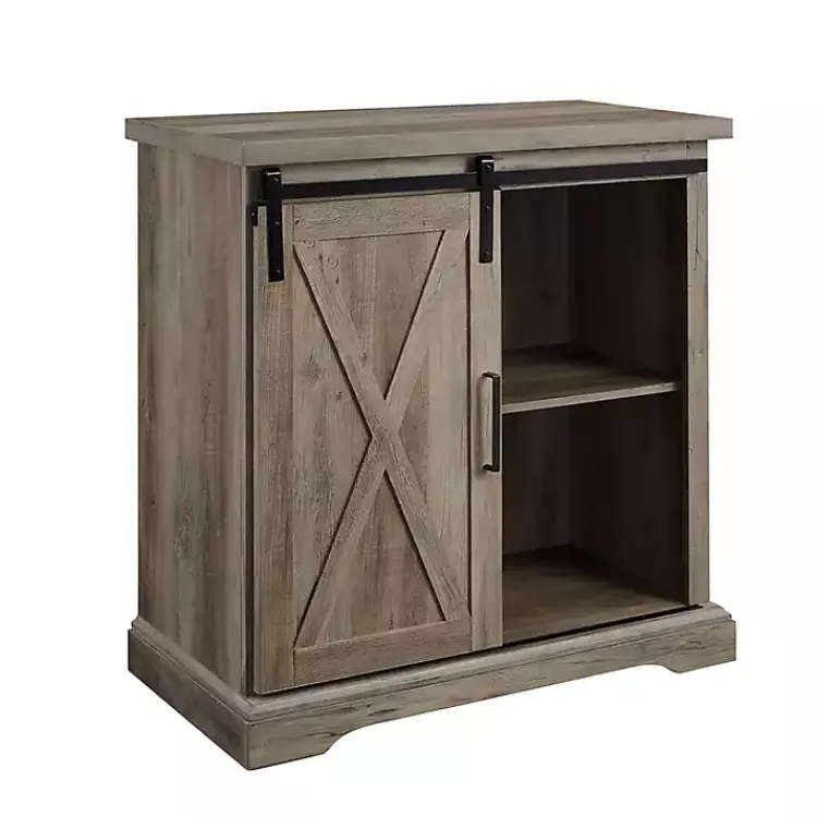 Cabinets & Sideboards-Kirklands Home Wash Sliding Barn Door Cabinet Gray