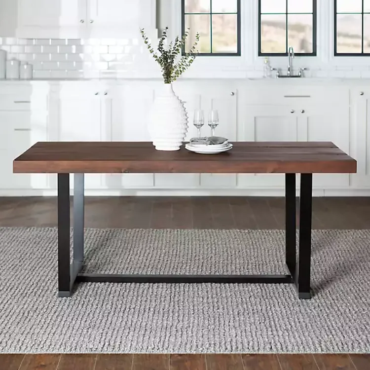 Dining Tables-Kirklands Home Mahogany Distressed Solid Wood Dining Table Brown