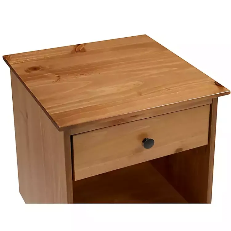 Nightstands-Kirklands Home Caramel One-Drawer Wood Nightstand Brown