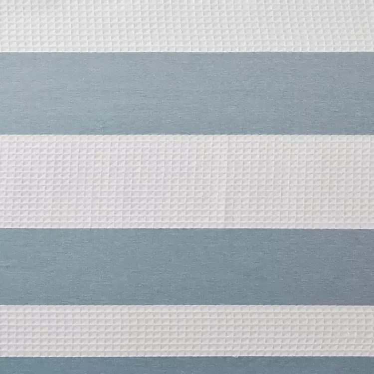 Shower Curtains-Kirklands Home Stripe Waffle Weave Shower Curtain Blue