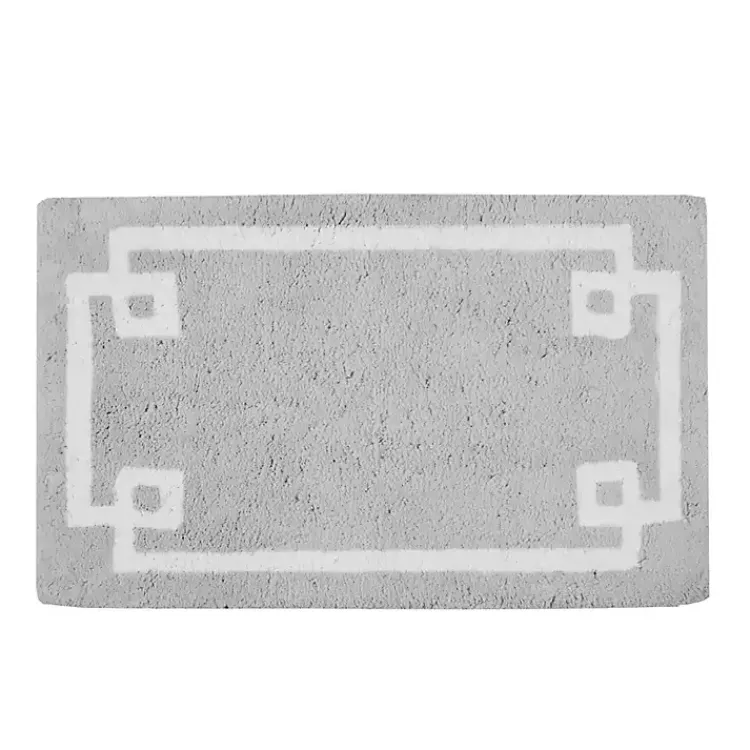Bathroom Rugs-Kirklands Home Cotton Tufted Bath Mat with Border, 30 in. Gray