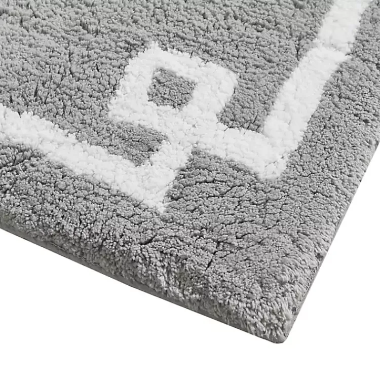 Bathroom Rugs-Kirklands Home Cotton Tufted Bath Mat with Border, 30 in. Gray