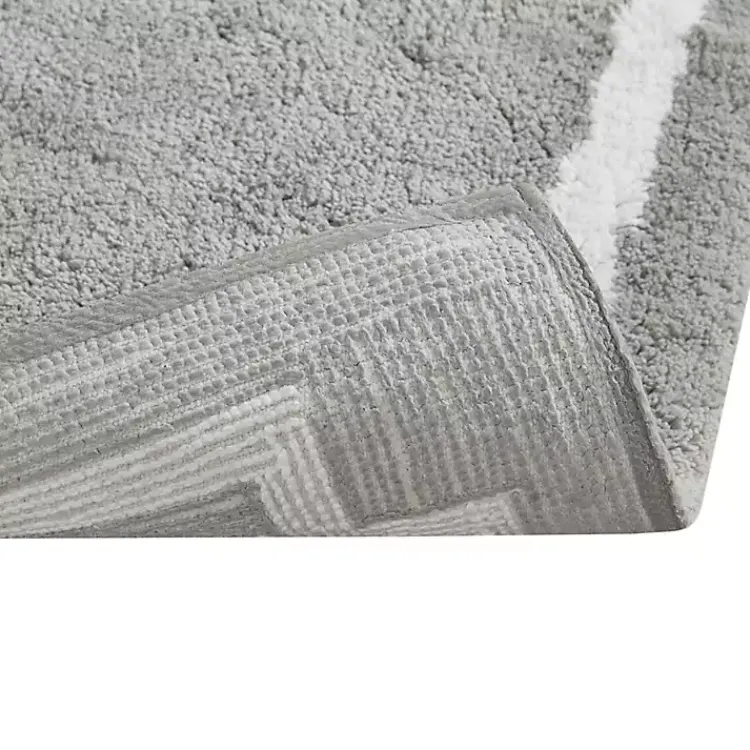 Bathroom Rugs-Kirklands Home Cotton Tufted Bath Runner with Border Gray