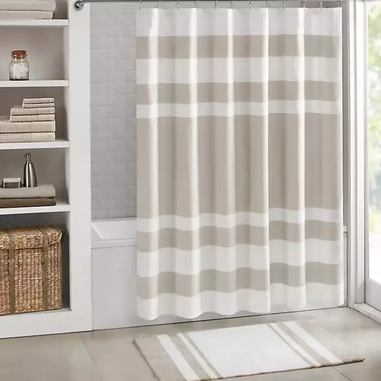 Bathroom Rugs-Kirklands Home Stripe Reversible Bath Mat, 45 in. Brown